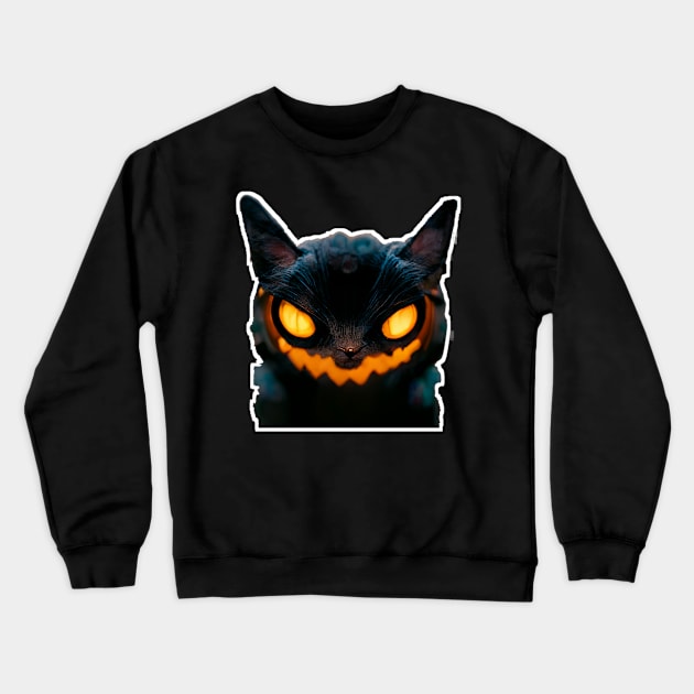 scary cat halloween Crewneck Sweatshirt by itacc